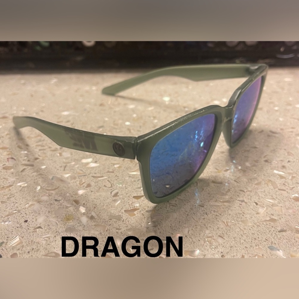 Dragon Alliance Green Sunglasses with Blue Lenses